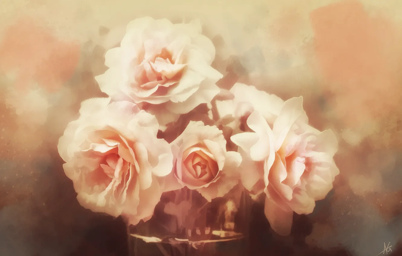 Фото обои цветы, розы, текстура, арт