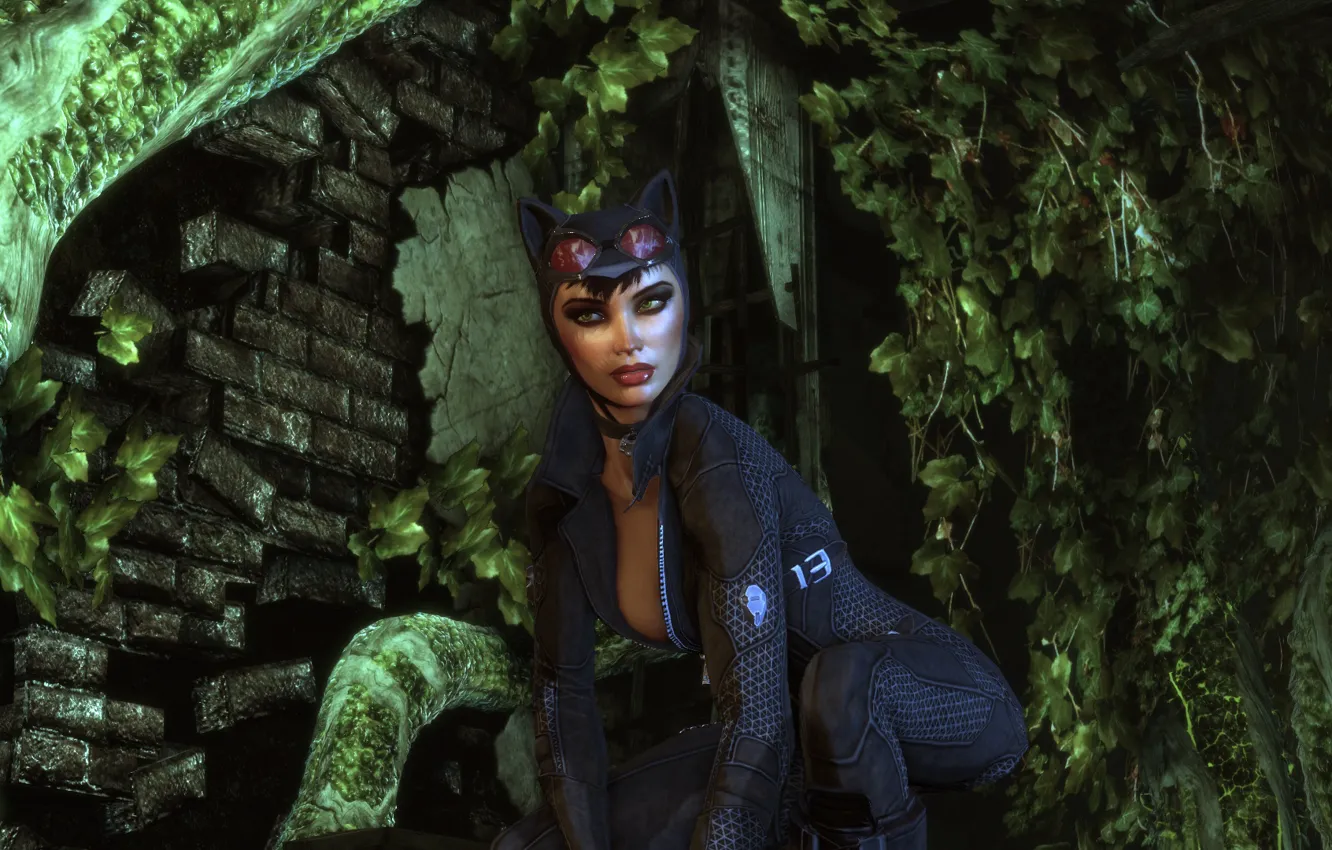 Фото обои Игра, Очки, Костюм, Женщина-кошка, Batman: Arkham City, Game, DC Comics, Catwoman