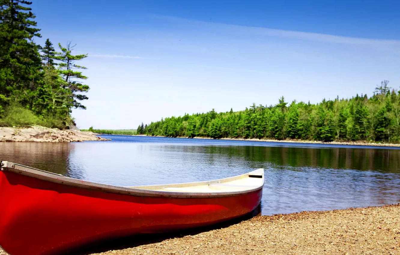 Фото обои beach, serenity, walk, reflection, lonely, canoe