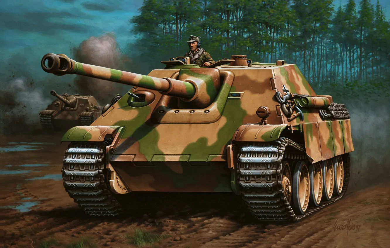 Фото обои Германия, Лес, Jagdpanther, Истребитель танков, Sd. Kfz. 173
