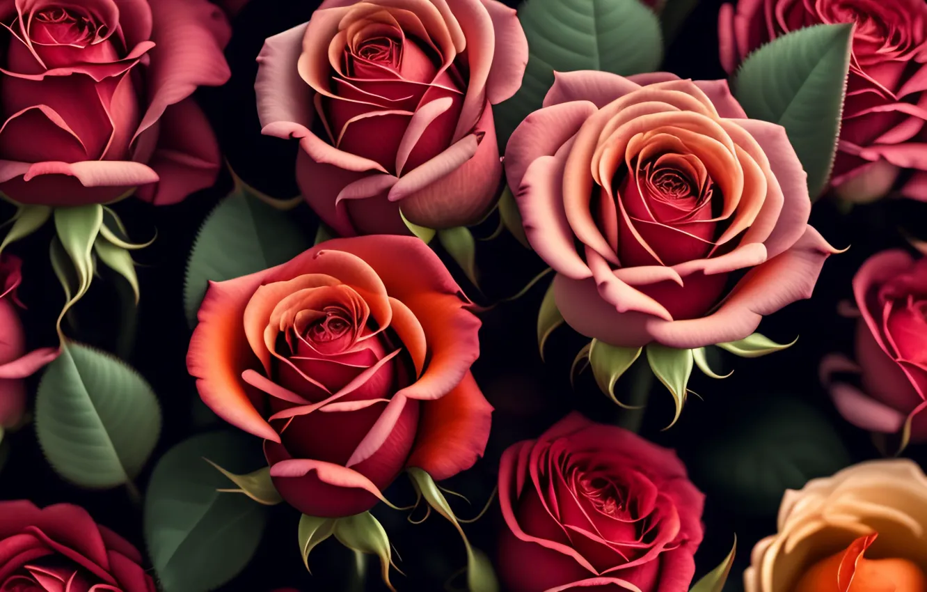 Фото обои цветы, розы, pink, flowers, beautiful, roses, buds
