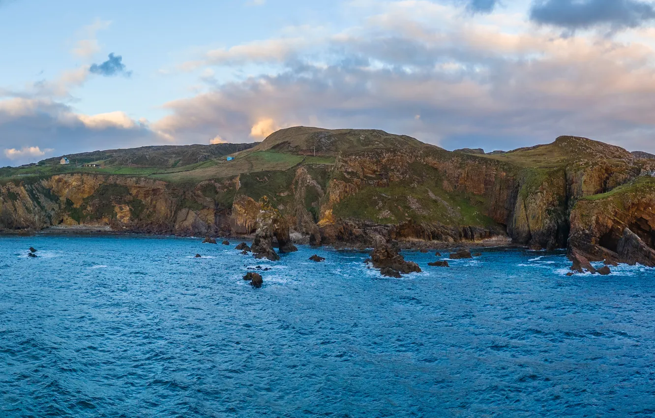 Фото обои океан, побережье, панорама, Ирландия, Donegal