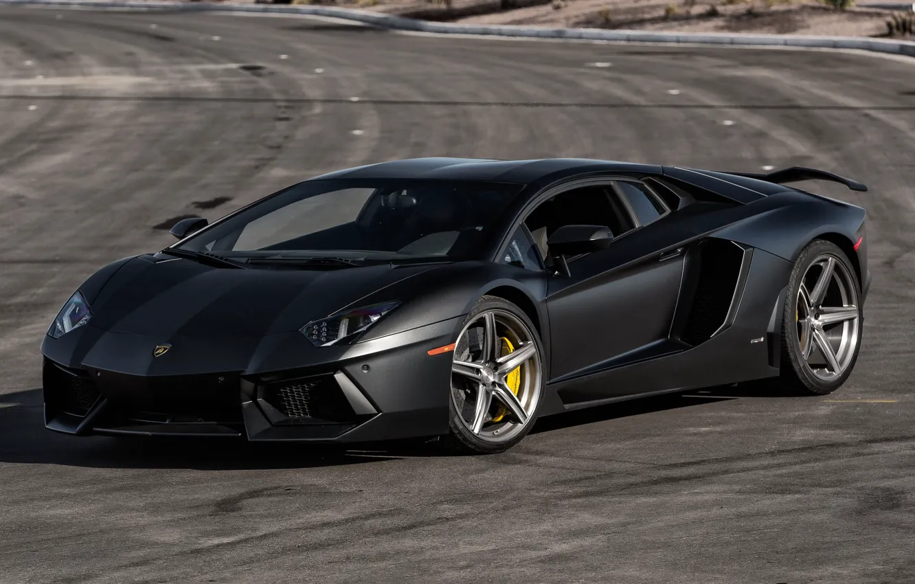 Фото обои lamborghini, black, aventador, Vivid Racing