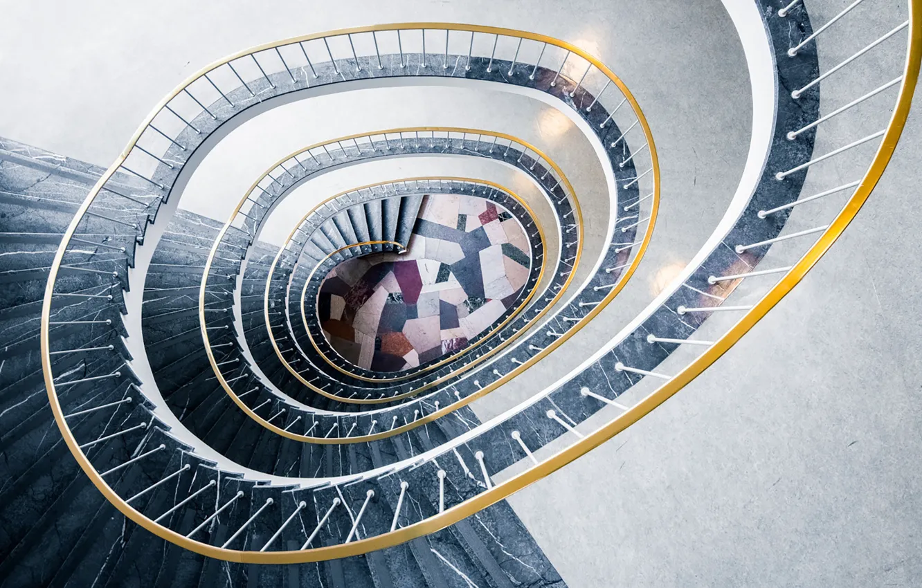 Фото обои spiral, staircase, stair, handrail