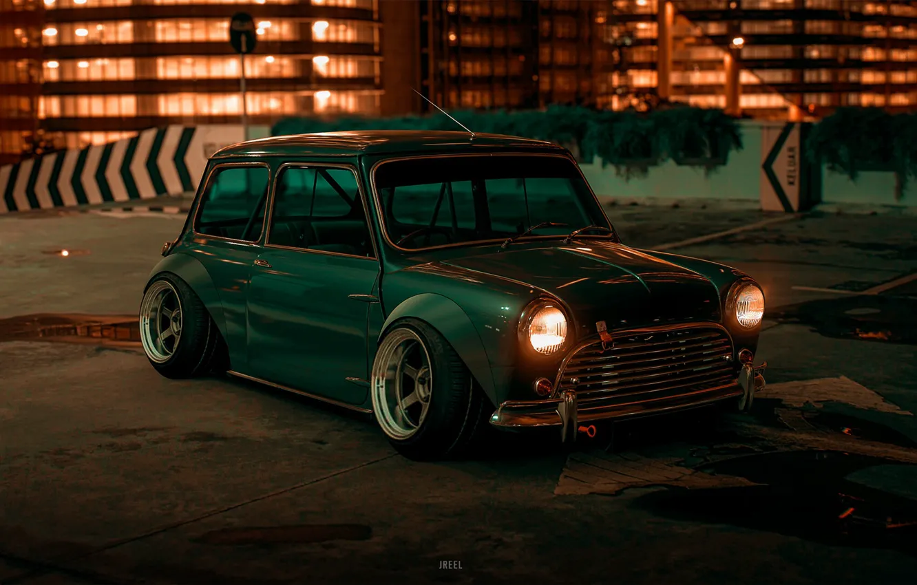 Фото обои Авто, Ночь, Игра, Ретро, Машина, Car, MINI, Sly Cooper