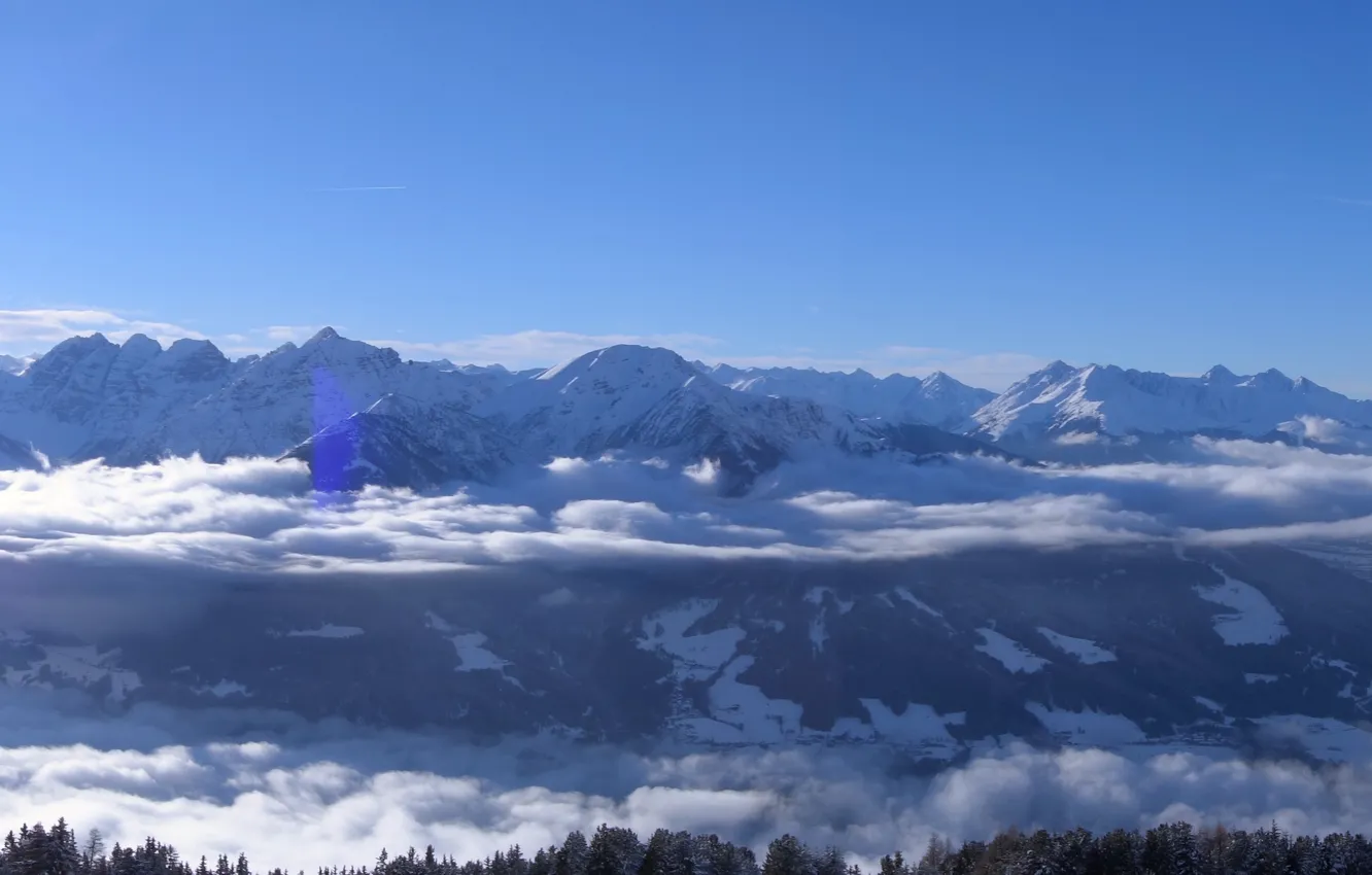 Фото обои Panorama, Österreich, Europa, Schnee, Alpen, Innsbruck, Patscherkofel