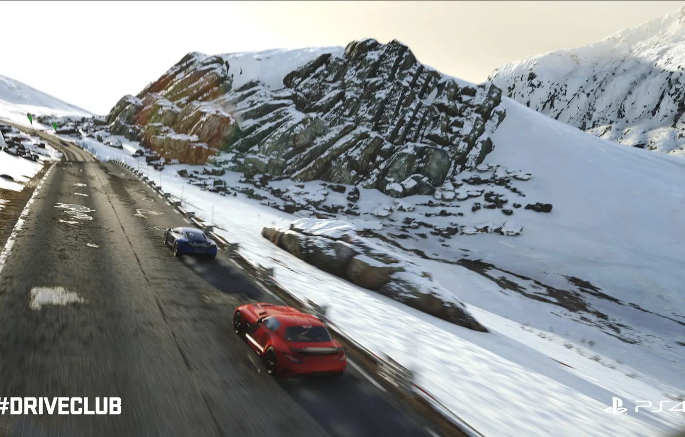 Фото обои снег, горы, машины, Driveclub