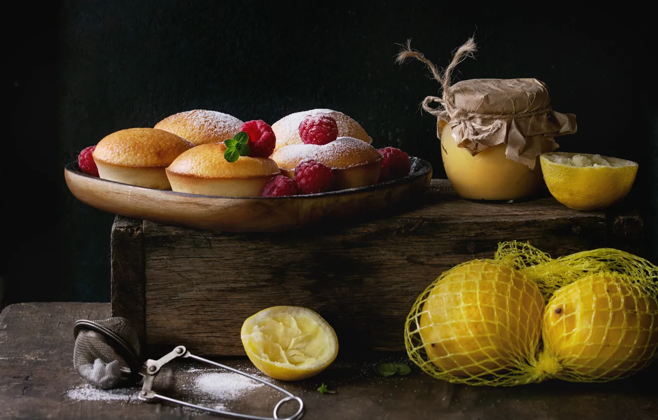 Фото обои ягоды, пирожное, лимоны, Natasha Breen, лимонное