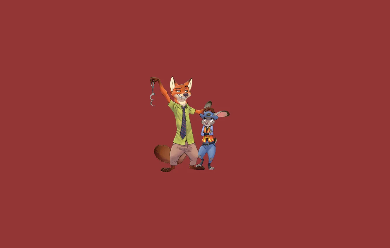 Фото обои Лис, красный, заяц, зверополис, zootopia