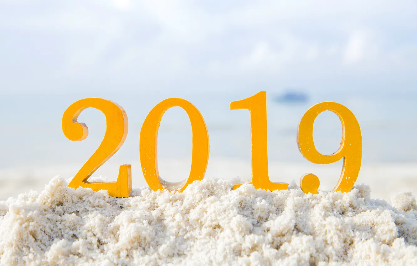 Фото обои снег, Новый Год, цифры, snow, New Year, decoration, Happy, 2019
