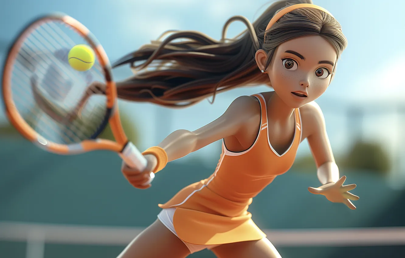 Фото обои girl, tennis, sports, ai art