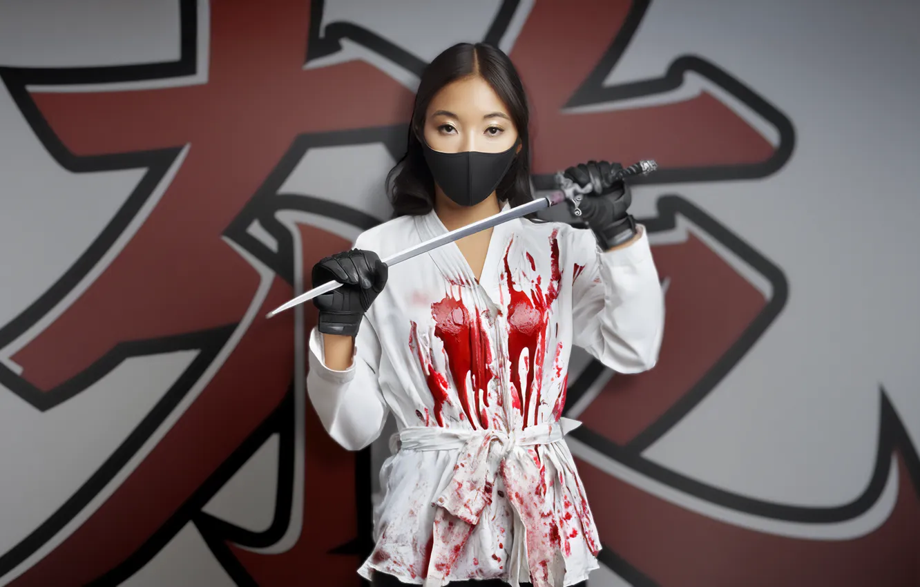 Фото обои asian, Ninja Girl, AI Art