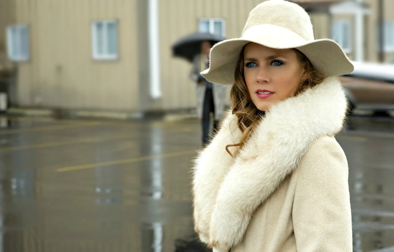 Фото обои взгляд, лицо, шляпа, актриса, пальто, amy adams