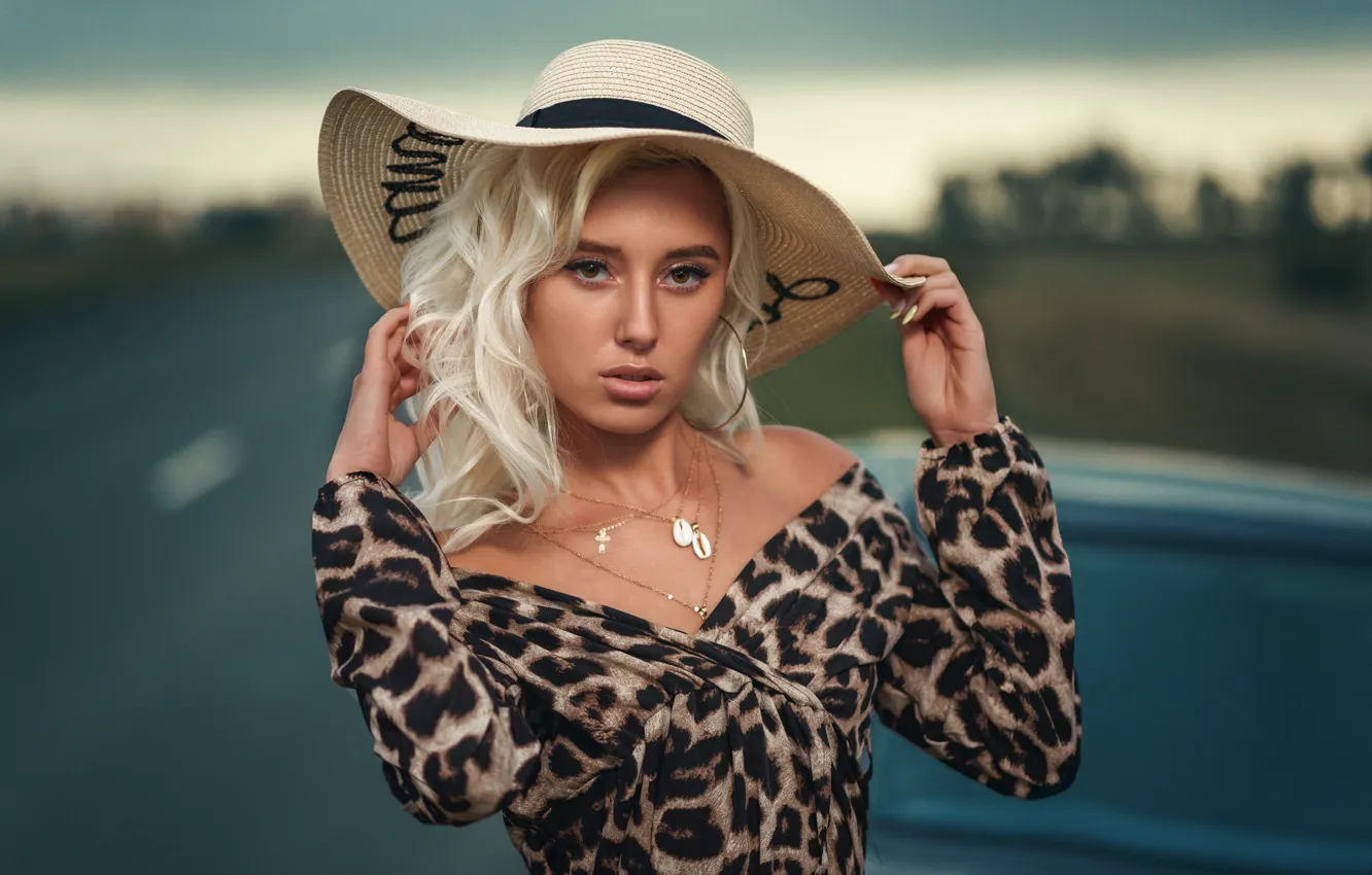 Фото обои секси, блондинка, красотка, Margo, Dmitry Medved, шлляпа