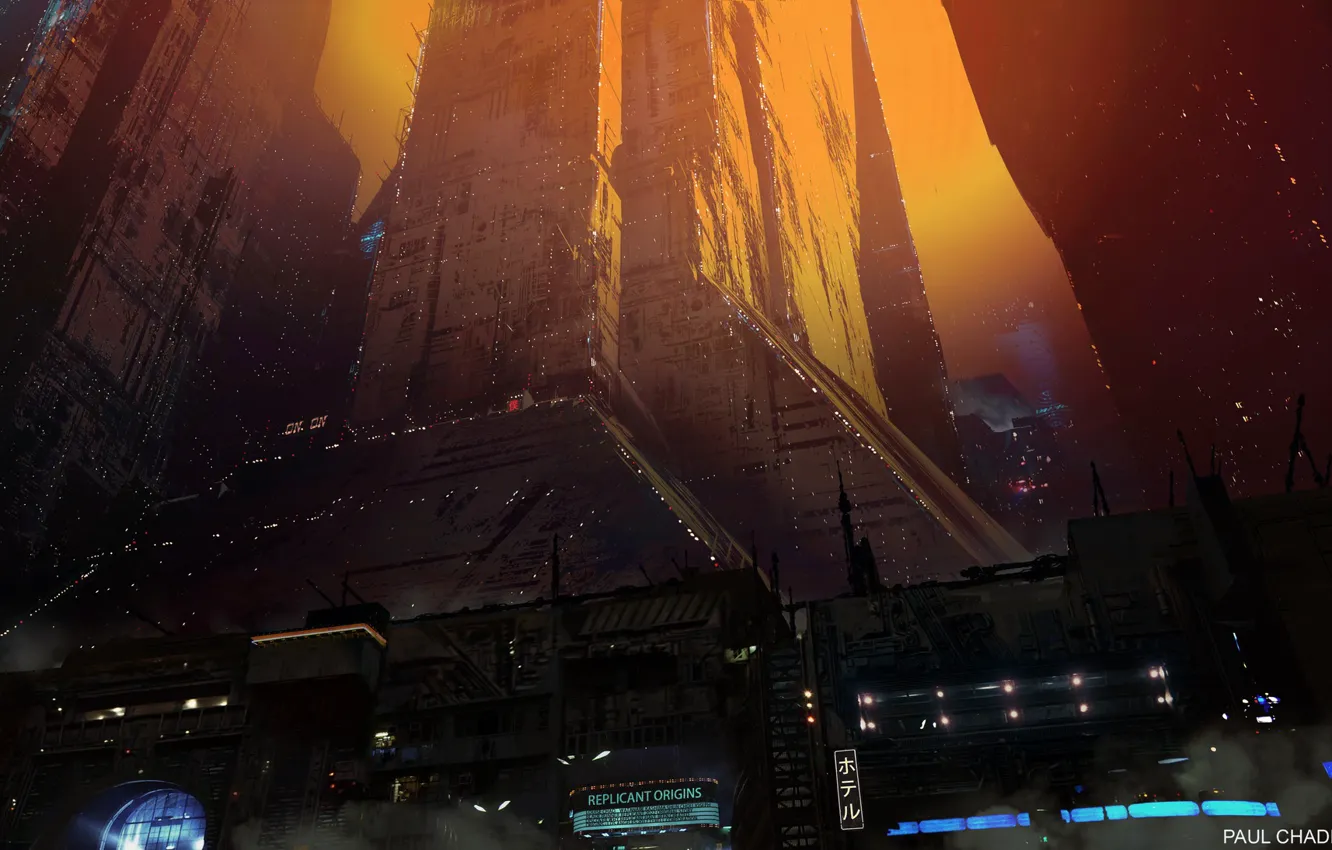 Фото обои огни, сооружение, мегаполис, Blade Runner 2049, Black Out 2022