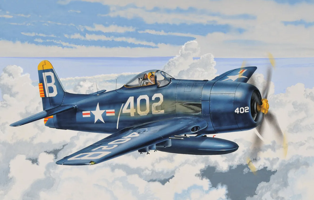 Фото обои war, art, painting, aviation, ww2, Grumman F8F Bearcat