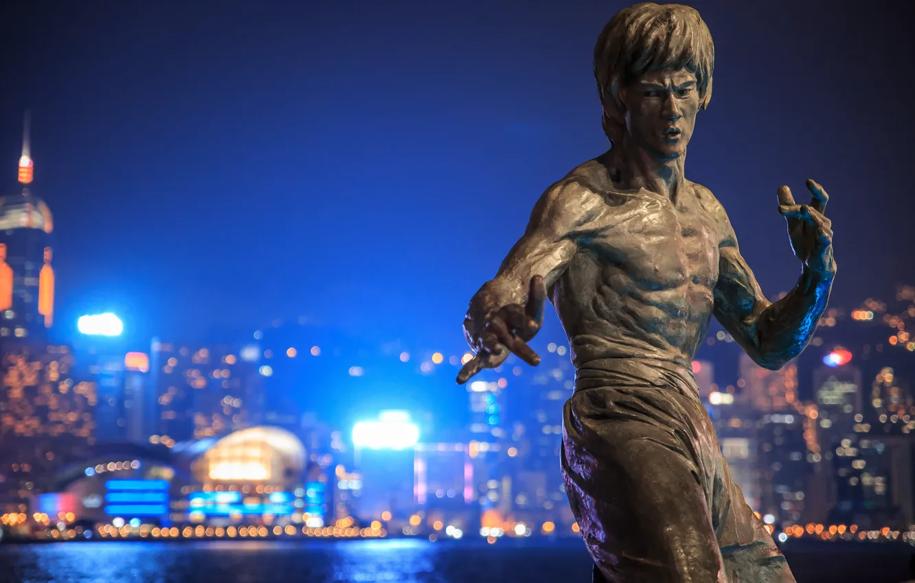 Фото обои памятник, Bruce Lee, Брюс Ли, Hong Kong
