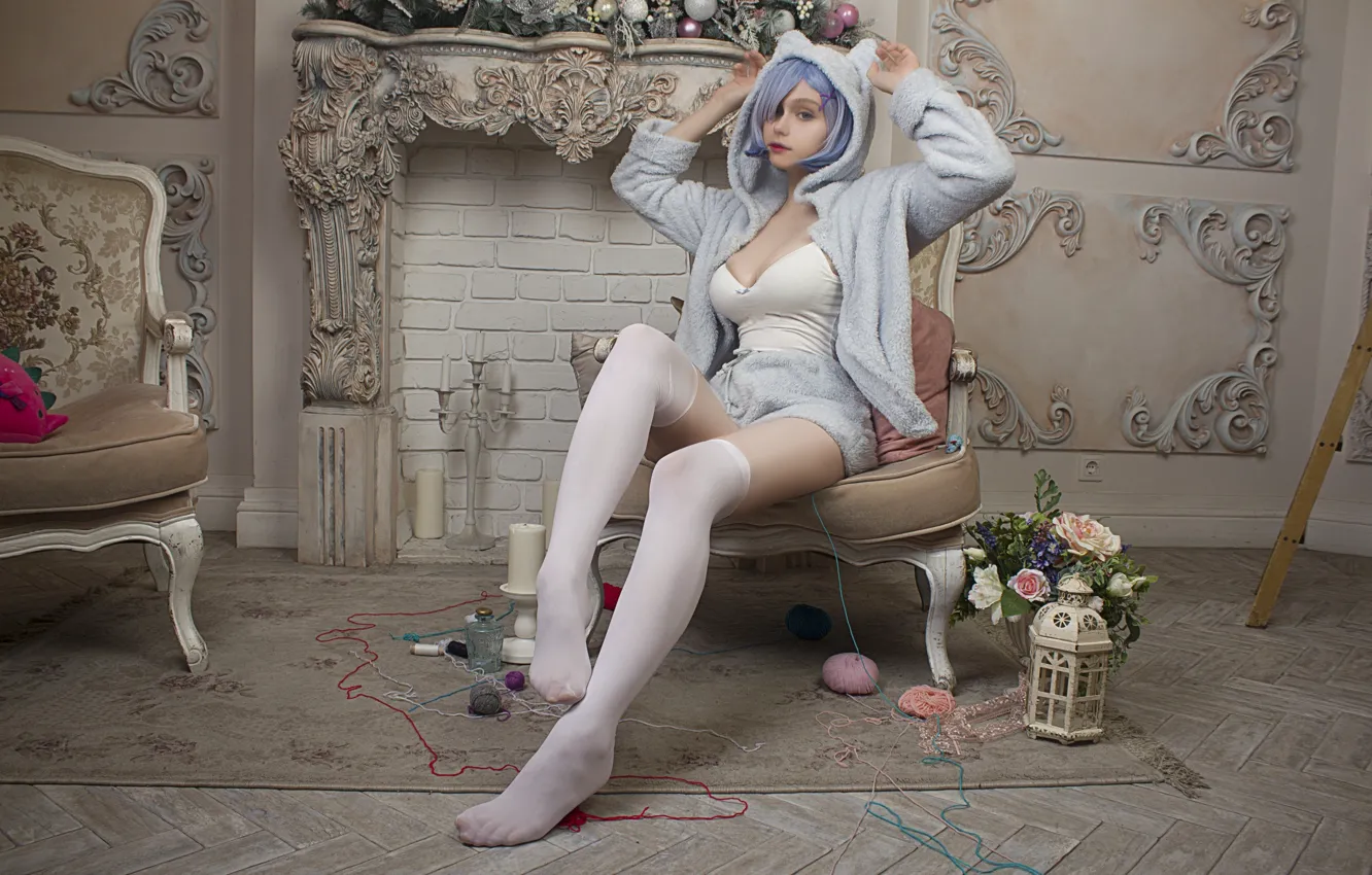 Фото обои model, cosplay, blue hair, Re Zero Kara Hajimeru Isekai Seikatsu, Alice Shultz, Rem Re Zero
