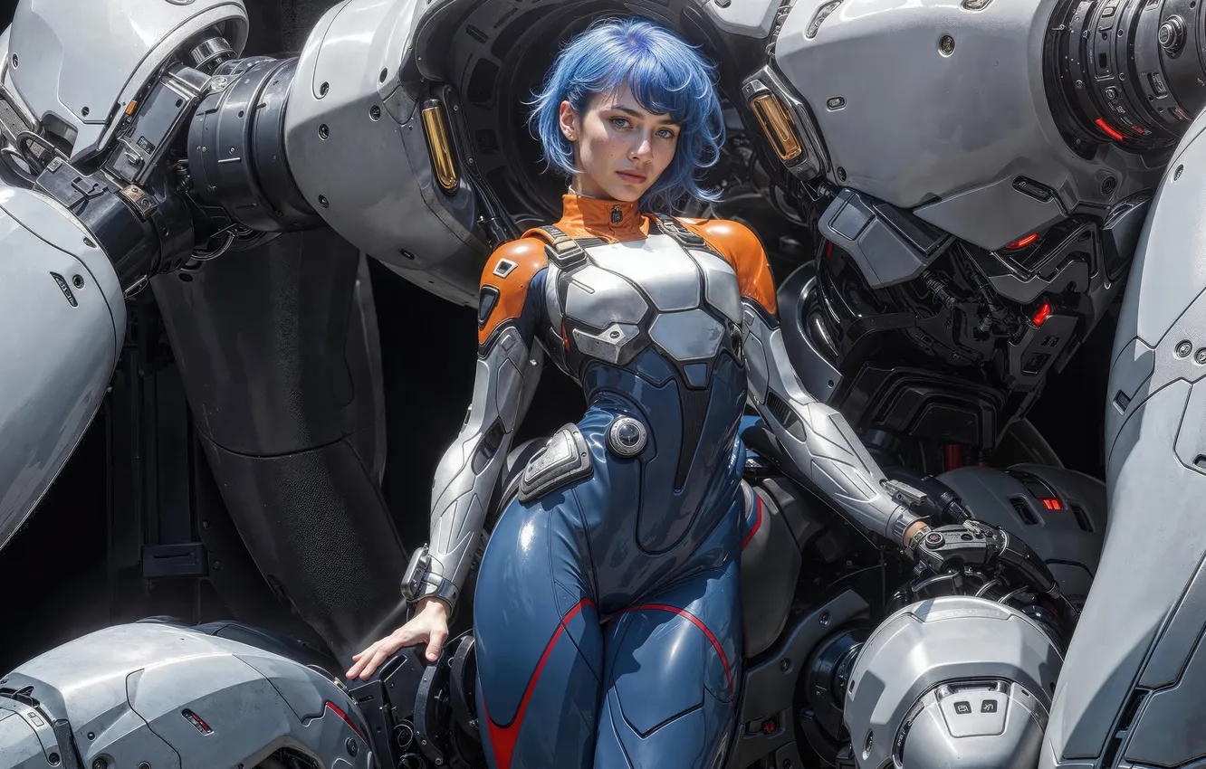 Фото обои girl, robot, digital, beauty, scifi, cybernetic