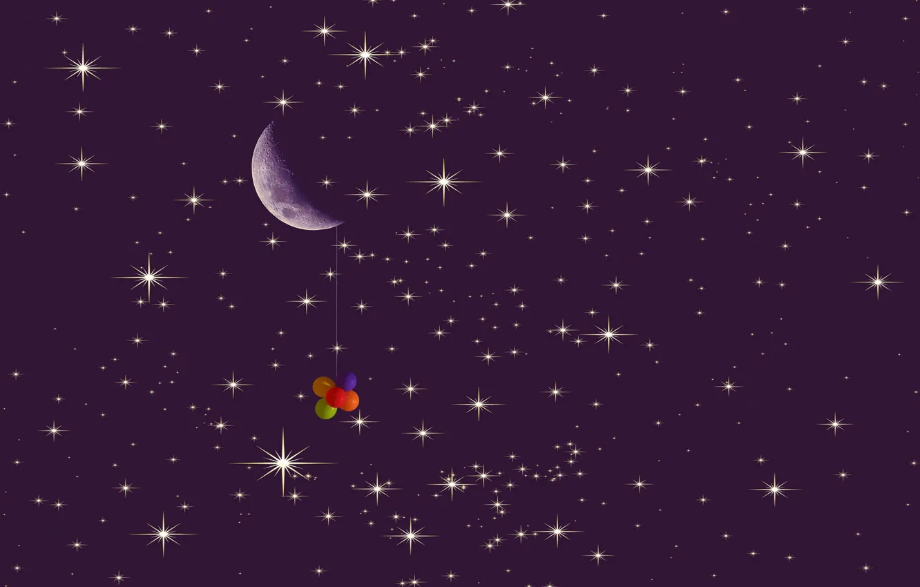 Фото обои шары, луна, звёзды