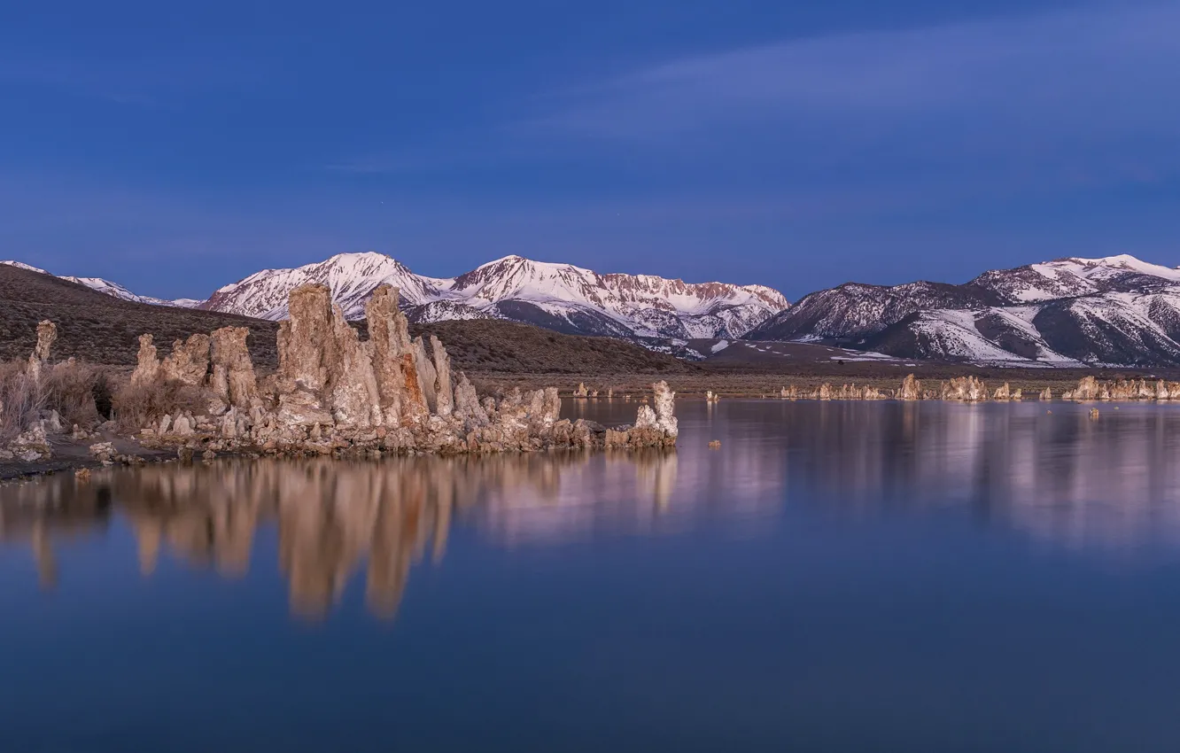 Фото обои горы, озеро, Калифорния, США, California, Mono Lake