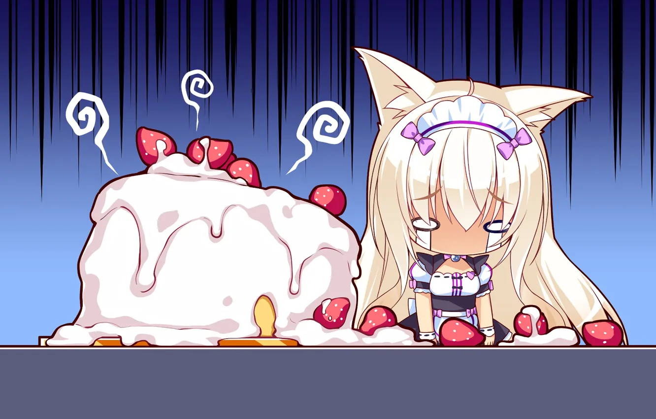Фото обои аниме, девочка, торт, малышка, Nekopara