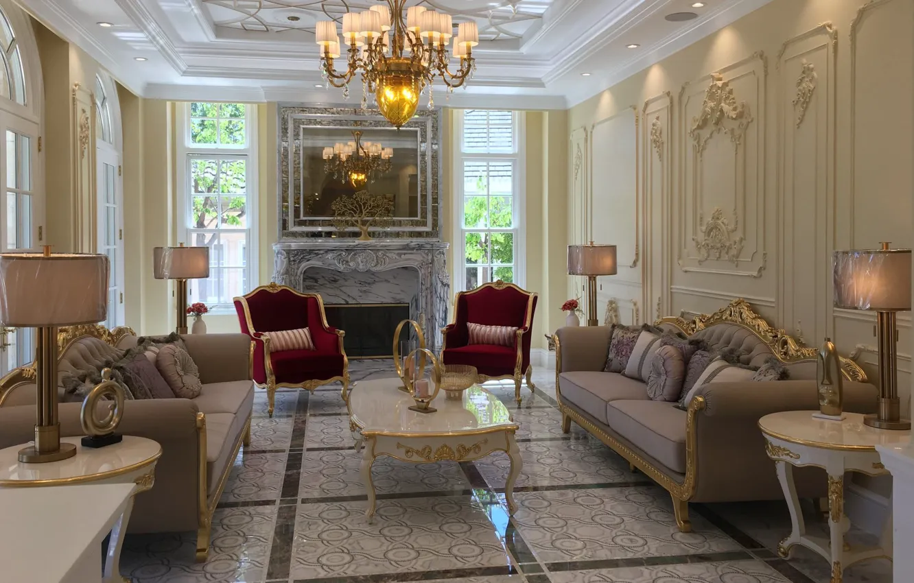 Фото обои дизайн, стиль, комната, интерьер, камин, гостиная, Vintage Glamour interior, by Concept Creation Interior Design