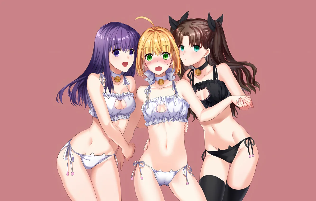 Фото обои sexy, lingerie, pantsu, bra, Fate Stay Night, cleavage, panties, thighhighs