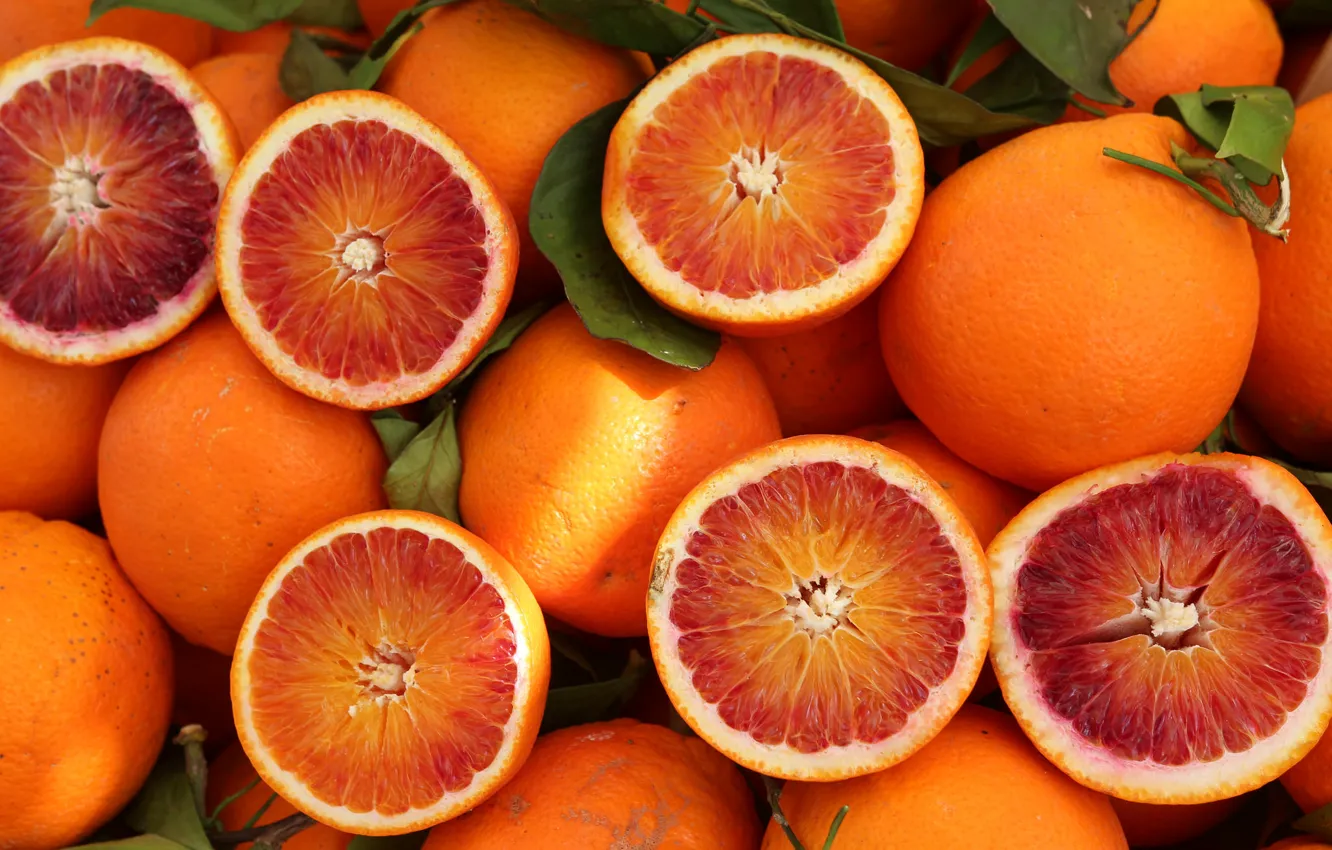 Фото обои апельсины, цитрусы, пополам