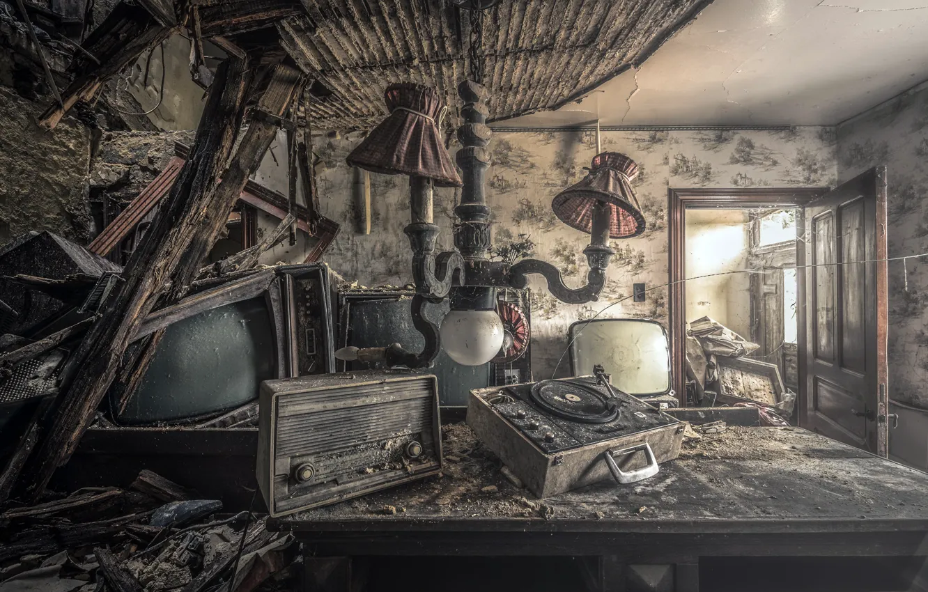 Фото обои стол, комната, вещи