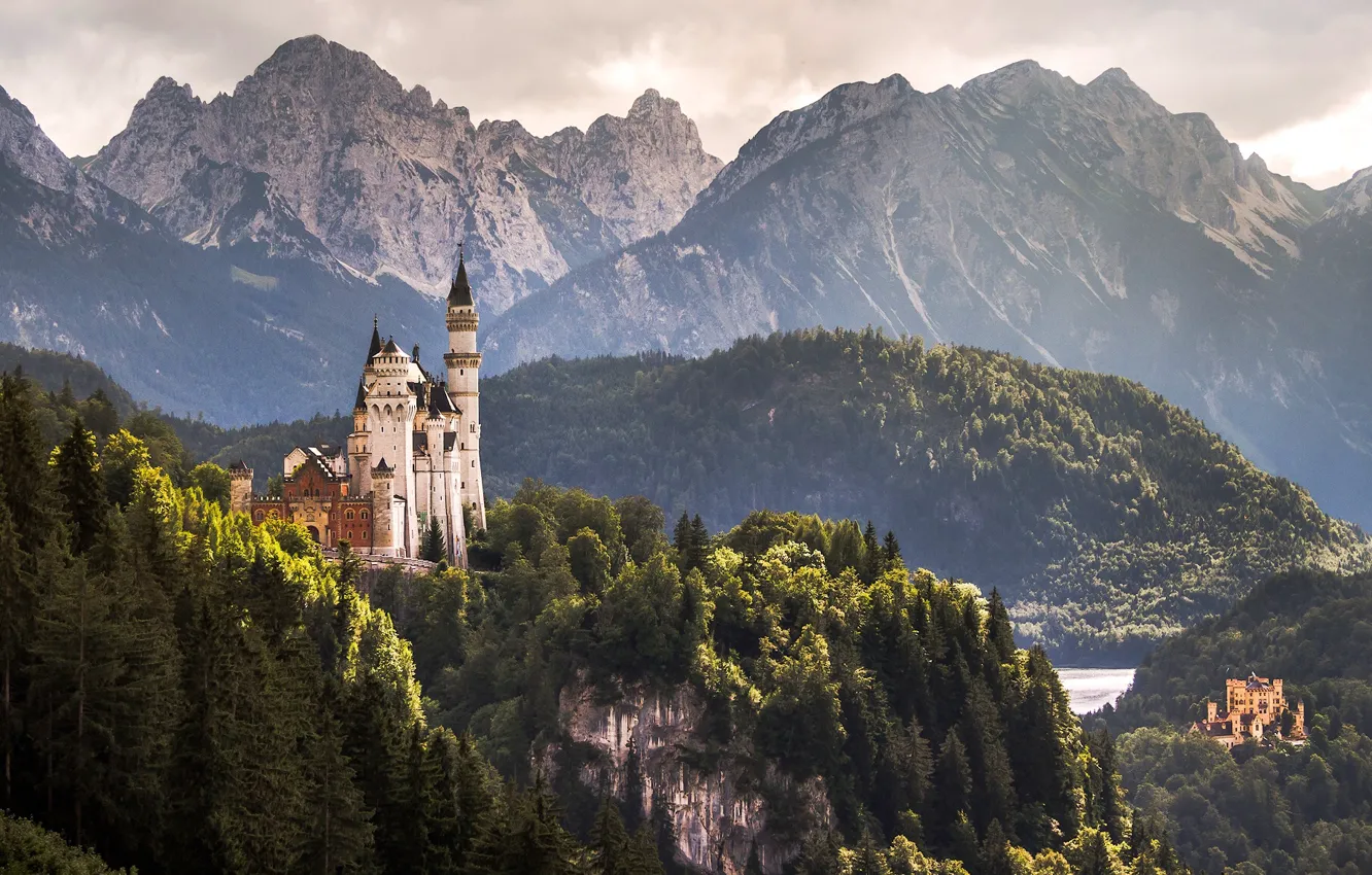 Фото обои горы, замок, Германия, Бавария, Germany, замки, Bavaria, Alps