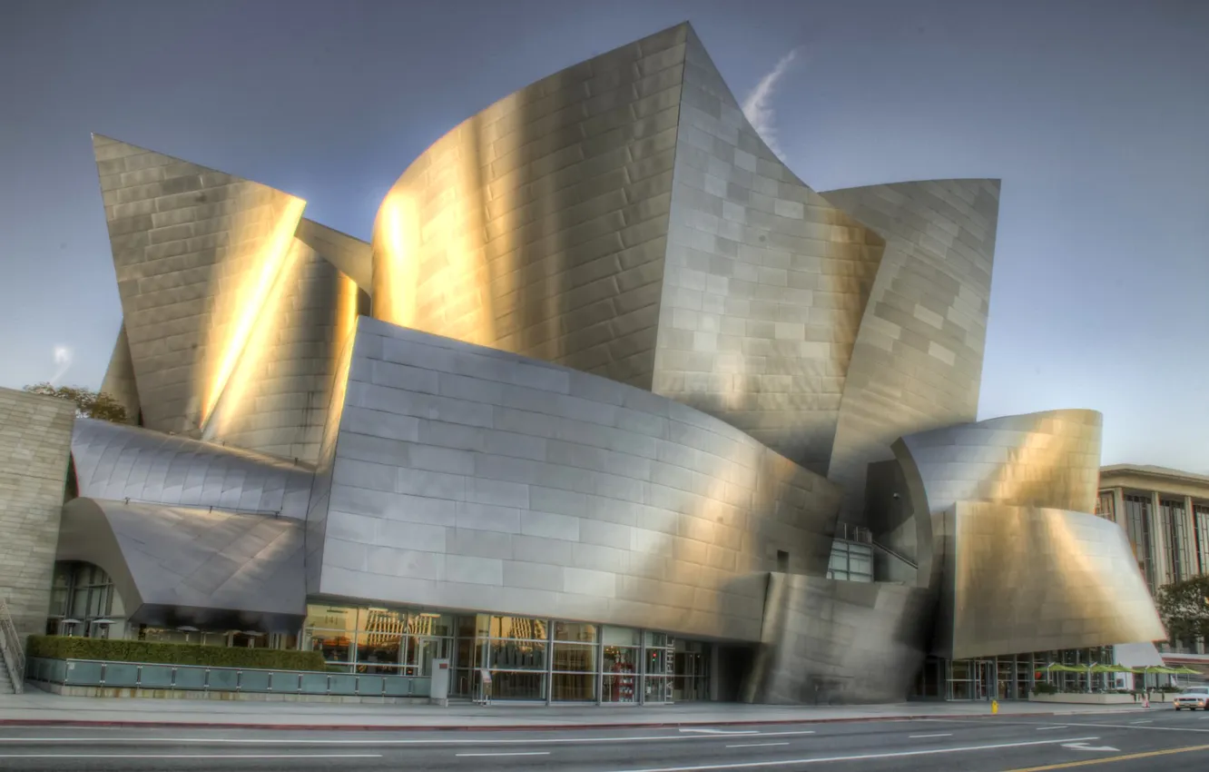 Фото обои небо, улица, hdr, США, Los Angeles, Walt Disney Concert Hall