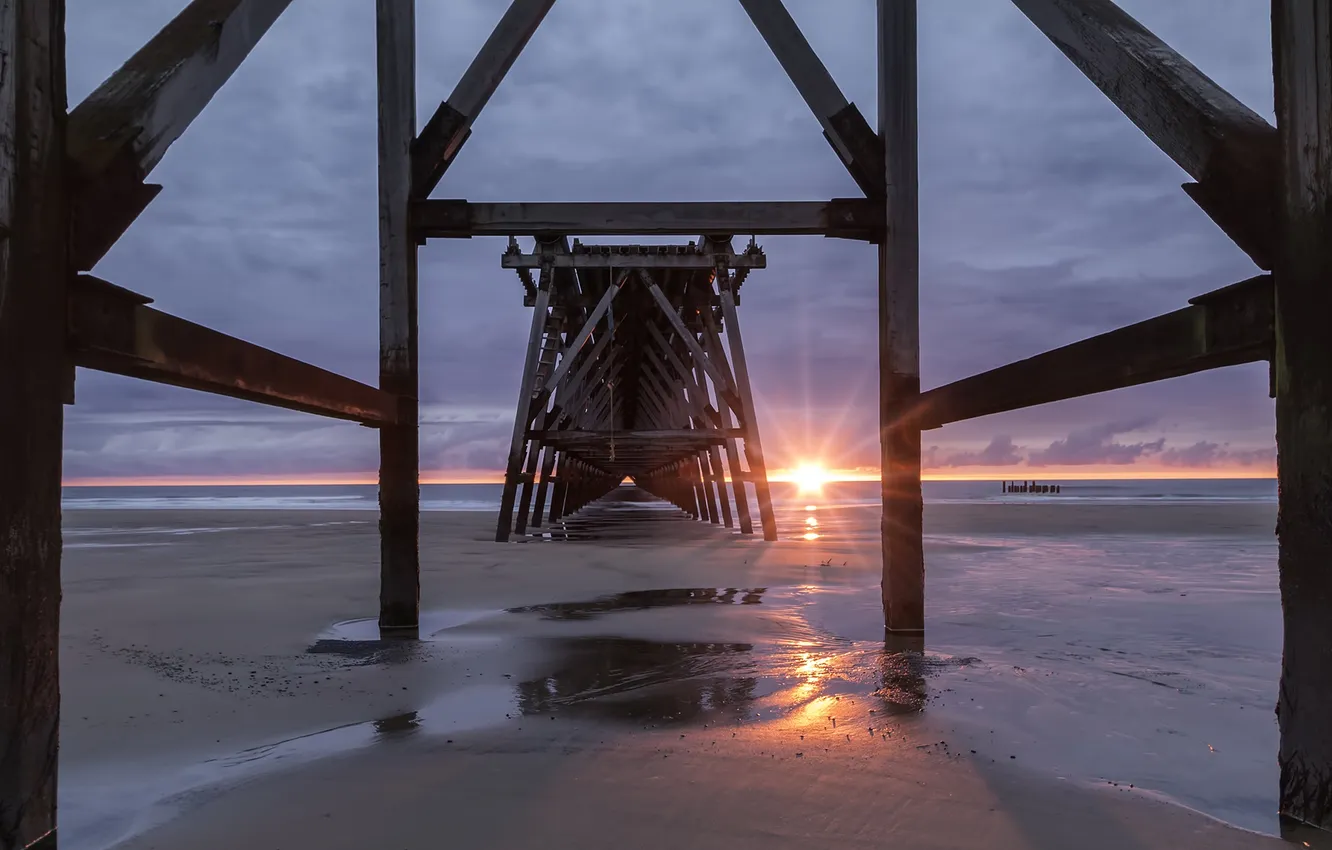 Фото обои beach, sunrise, pier