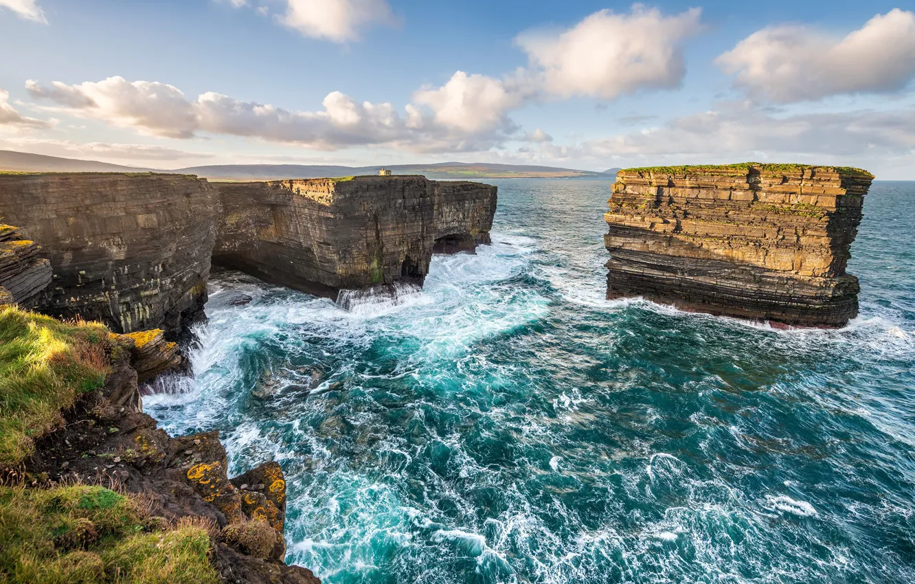 Фото обои небо, скалы, побережье, Ирландия, County Mayo