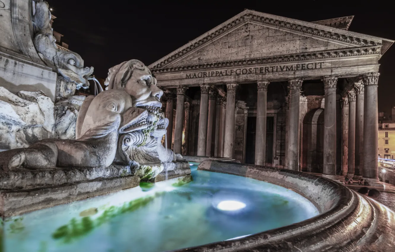 Фото обои Рим, Италия, фонтан, Пантеон