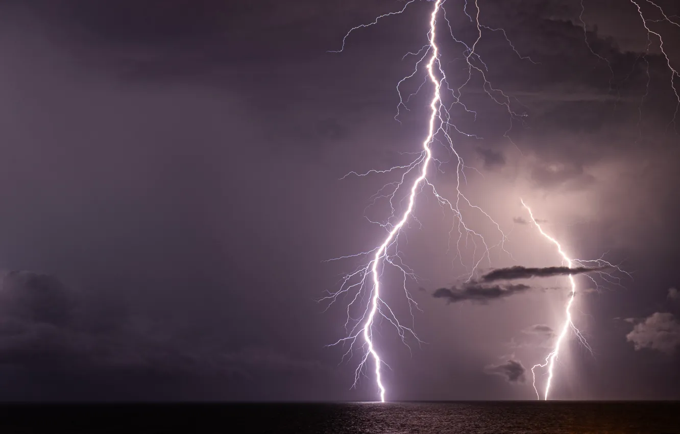 Фото обои гроза, шторм, океан, молния, Южная Каролина, Атлантический океан, South Carolina, Atlantic Ocean