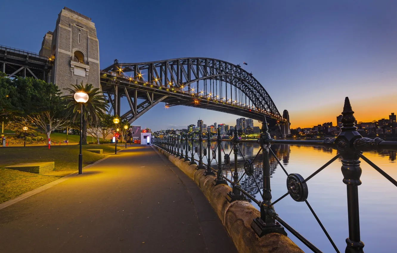 Фото обои небо, закат, мост, Австралия, Сидней