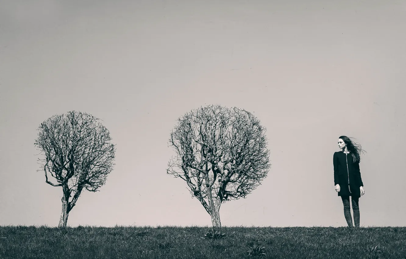 Фото обои девушка, деревья, ветер, Maxim Guselnikov, Екатерина Можина