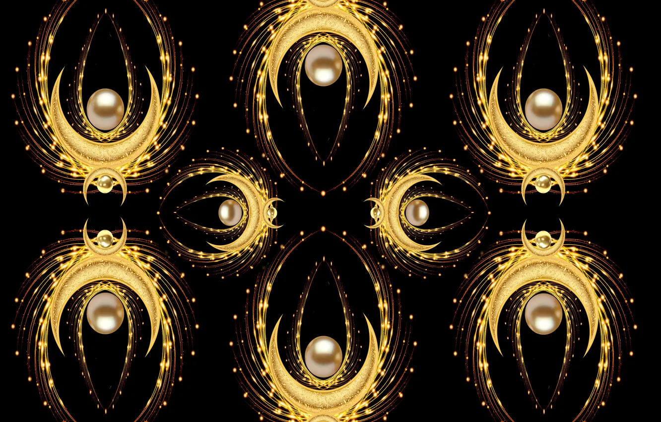 Фото обои gold, black, design, pattern