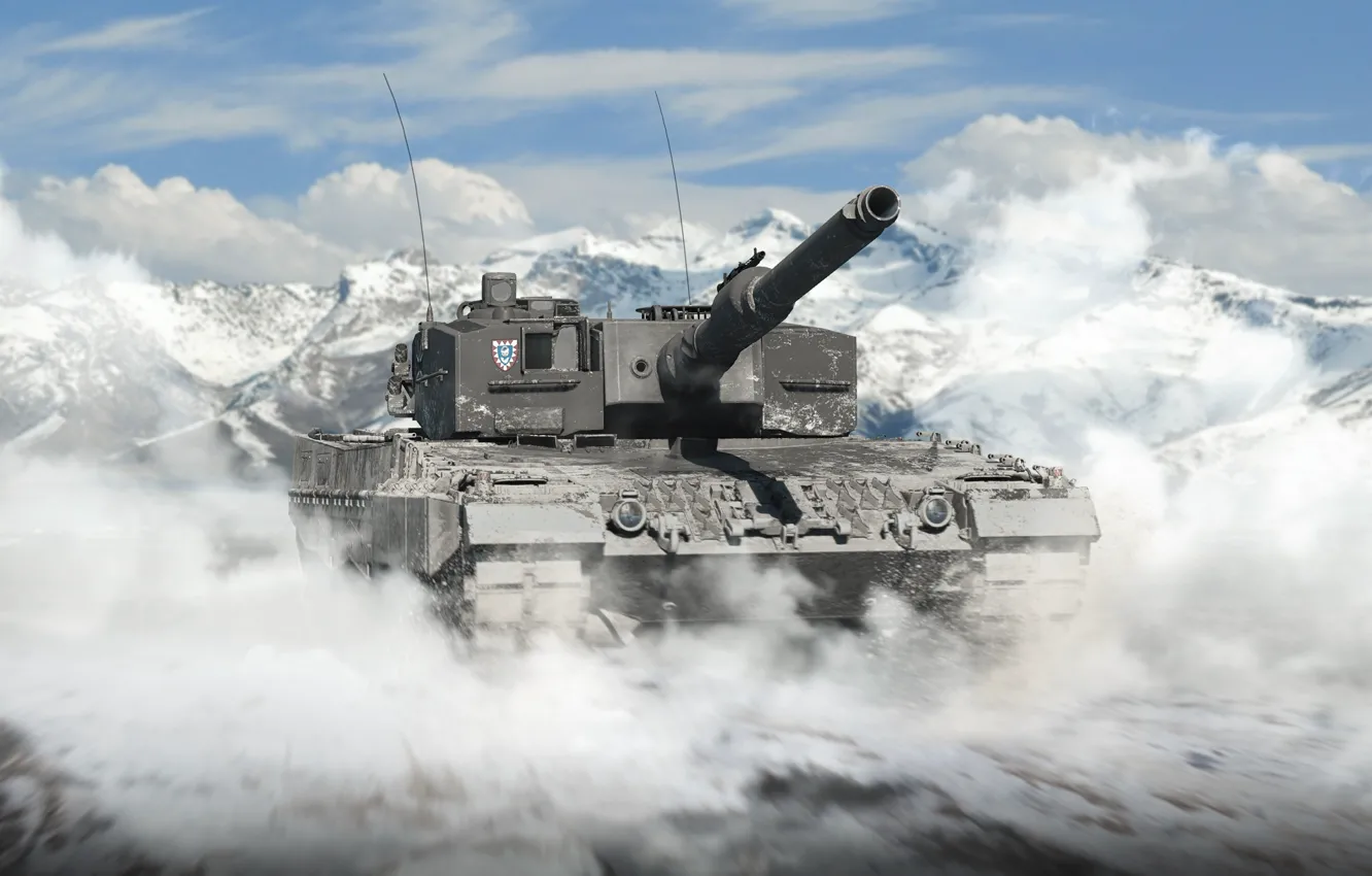Фото обои Горы, Германия, Снег, Танк, Game, Leopard 2A4, War Thunder, Gaijin Entertainment