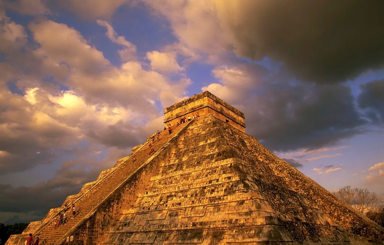 Фото обои облака, майя, Пирамида