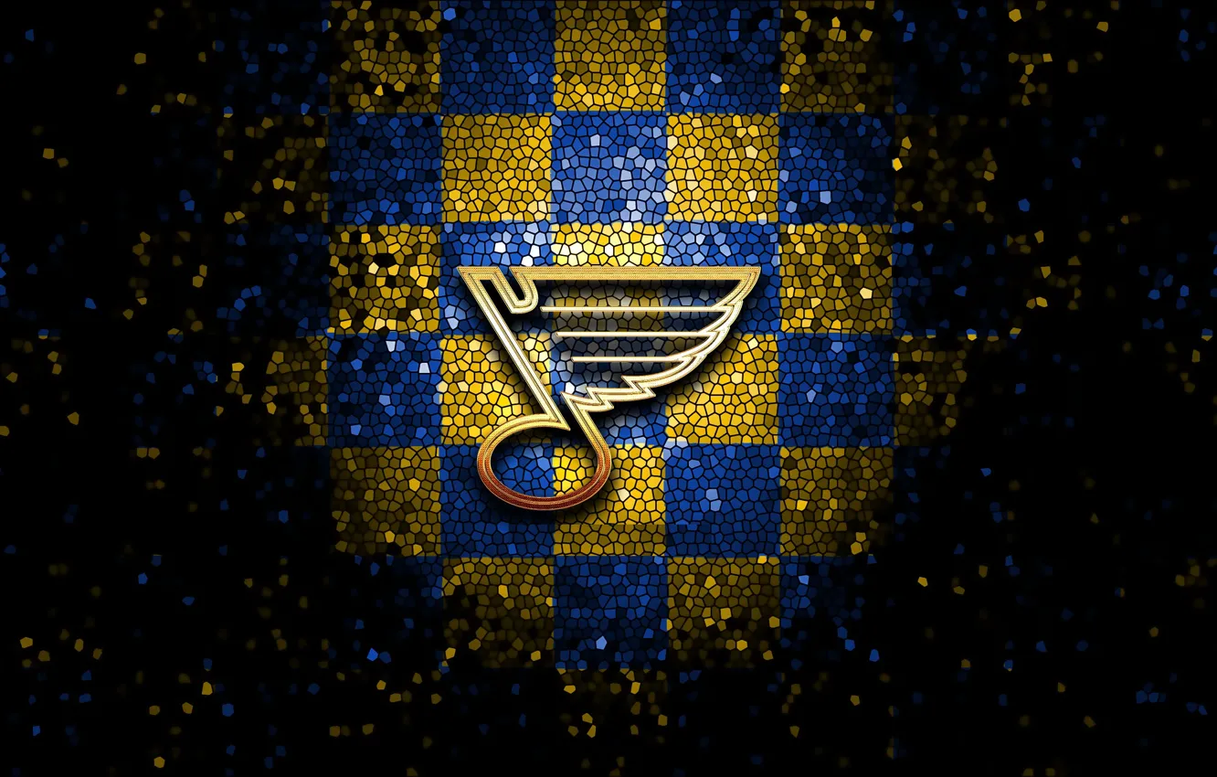 Фото обои wallpaper, sport, logo, NHL, hockey, glitter, checkered, St. Louis Blues