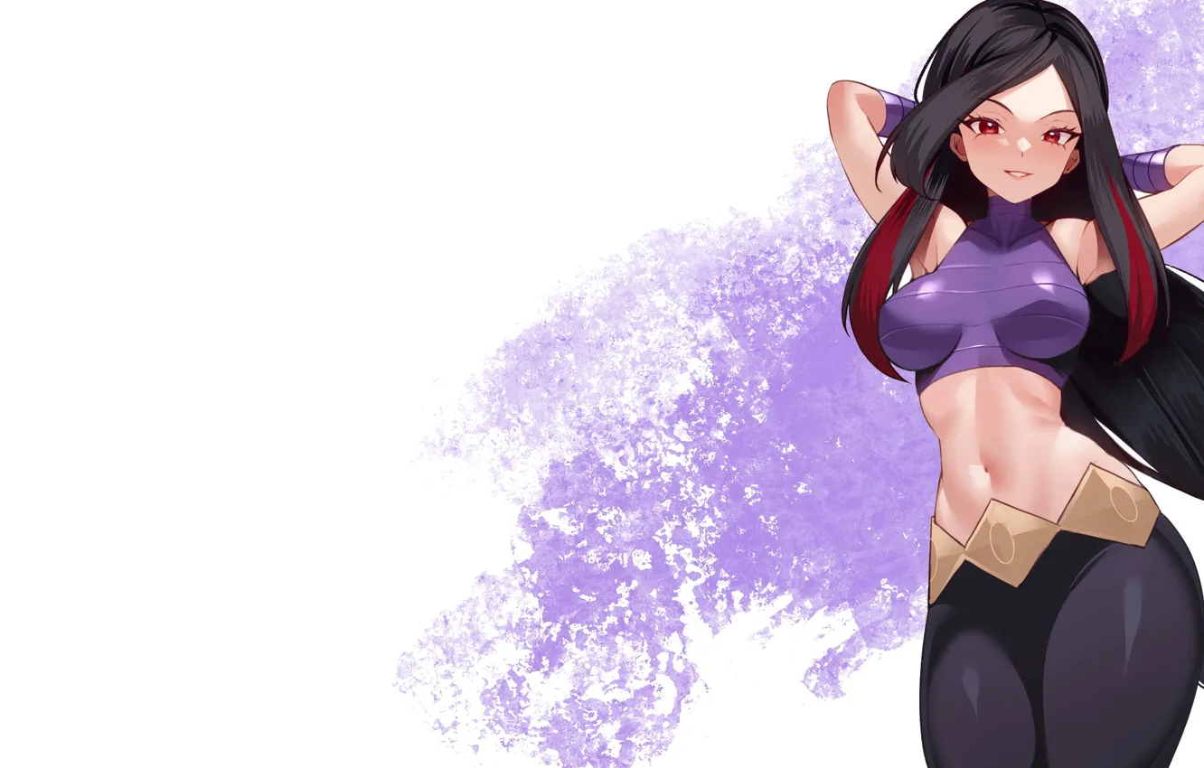 Фото обои girl, hot, sexy, hot girl, boobs, anime, red eyes, pretty