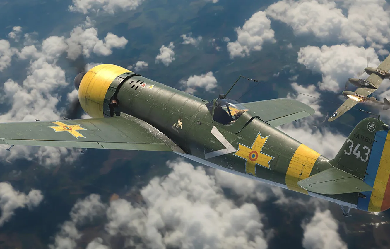 Фото обои ВВС США, Lockheed P-38 Lightning, румынский истребитель, Королевские Румынские ВВС, Antonis (rOEN911) Karidis, американский тяжёлый …