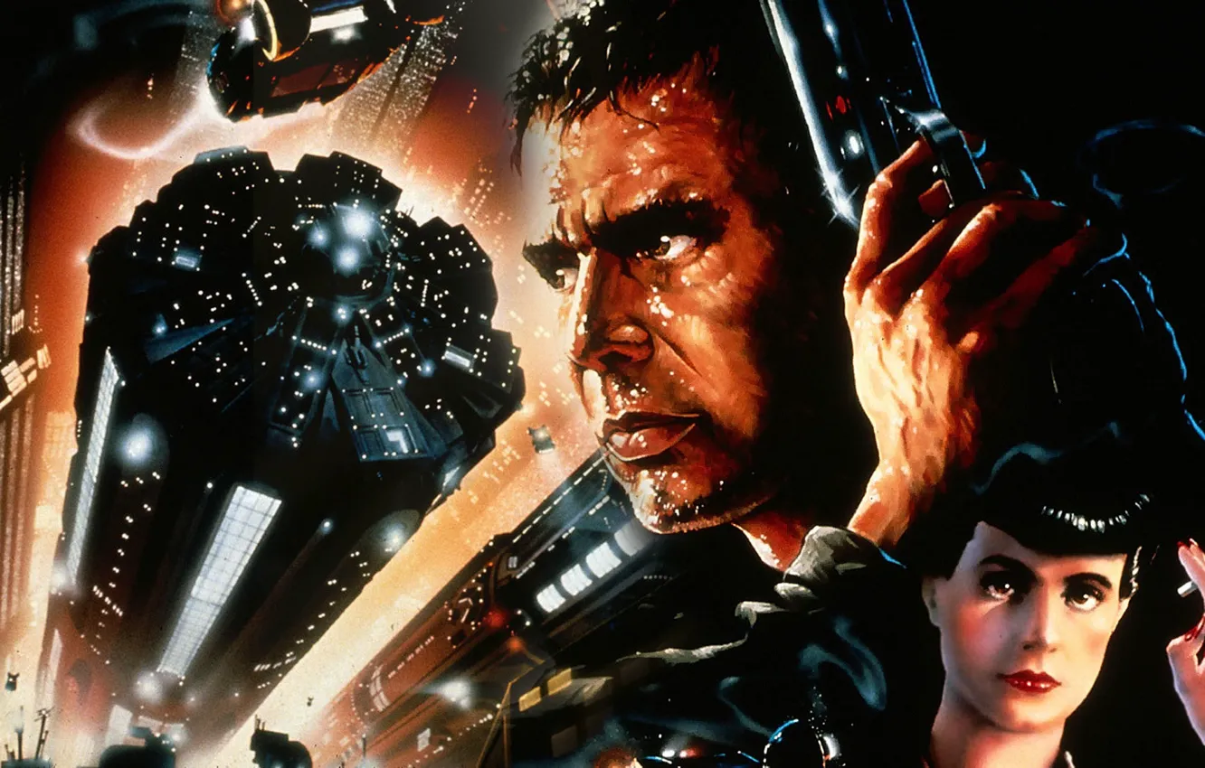 Фото обои Harrison Ford, Харрисон Форд, Blade Runner, Бегущий по лезвию, Sean Young, Шон Янг