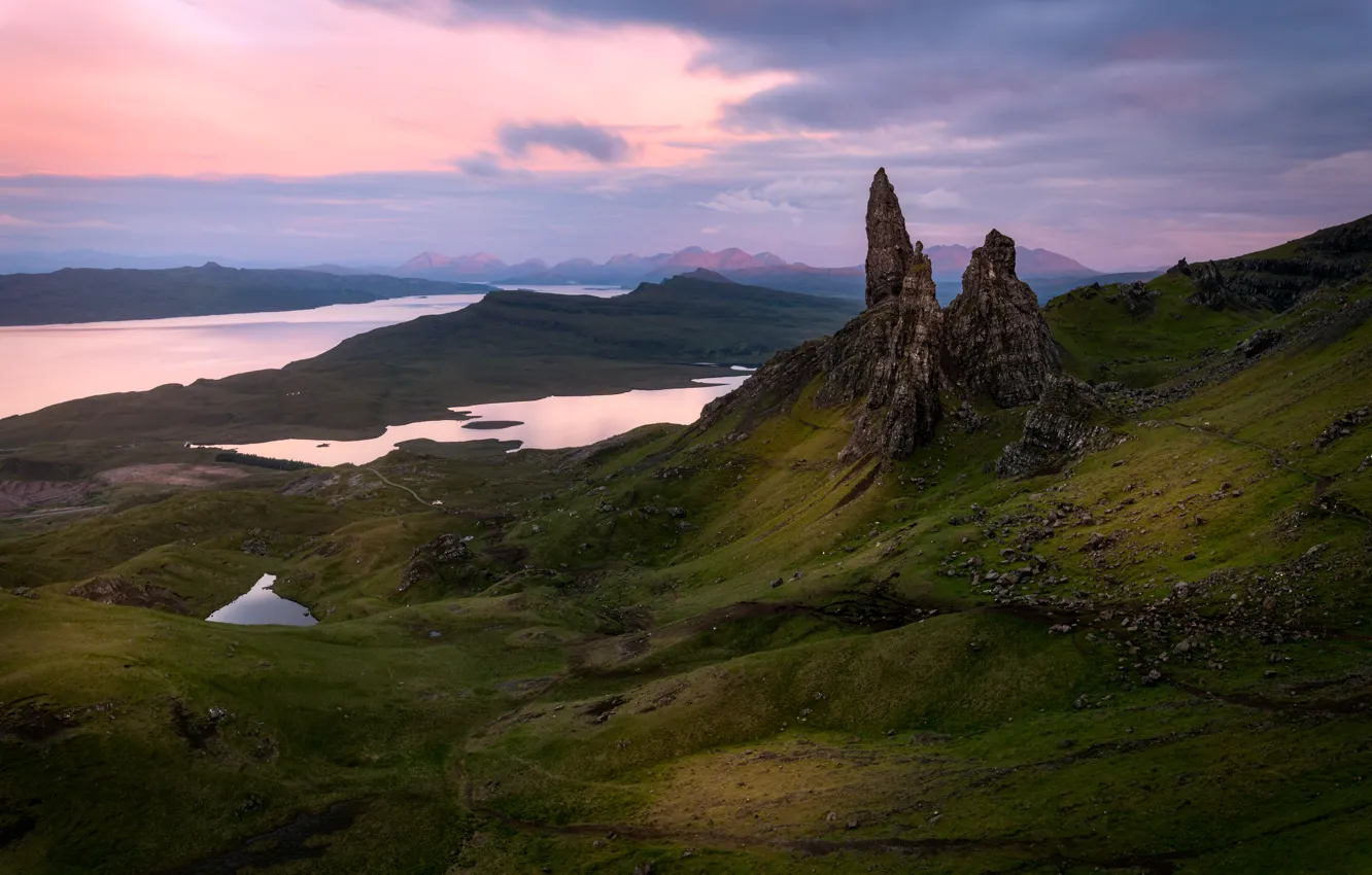 Фото обои горы, скалы, вид, Шотландия