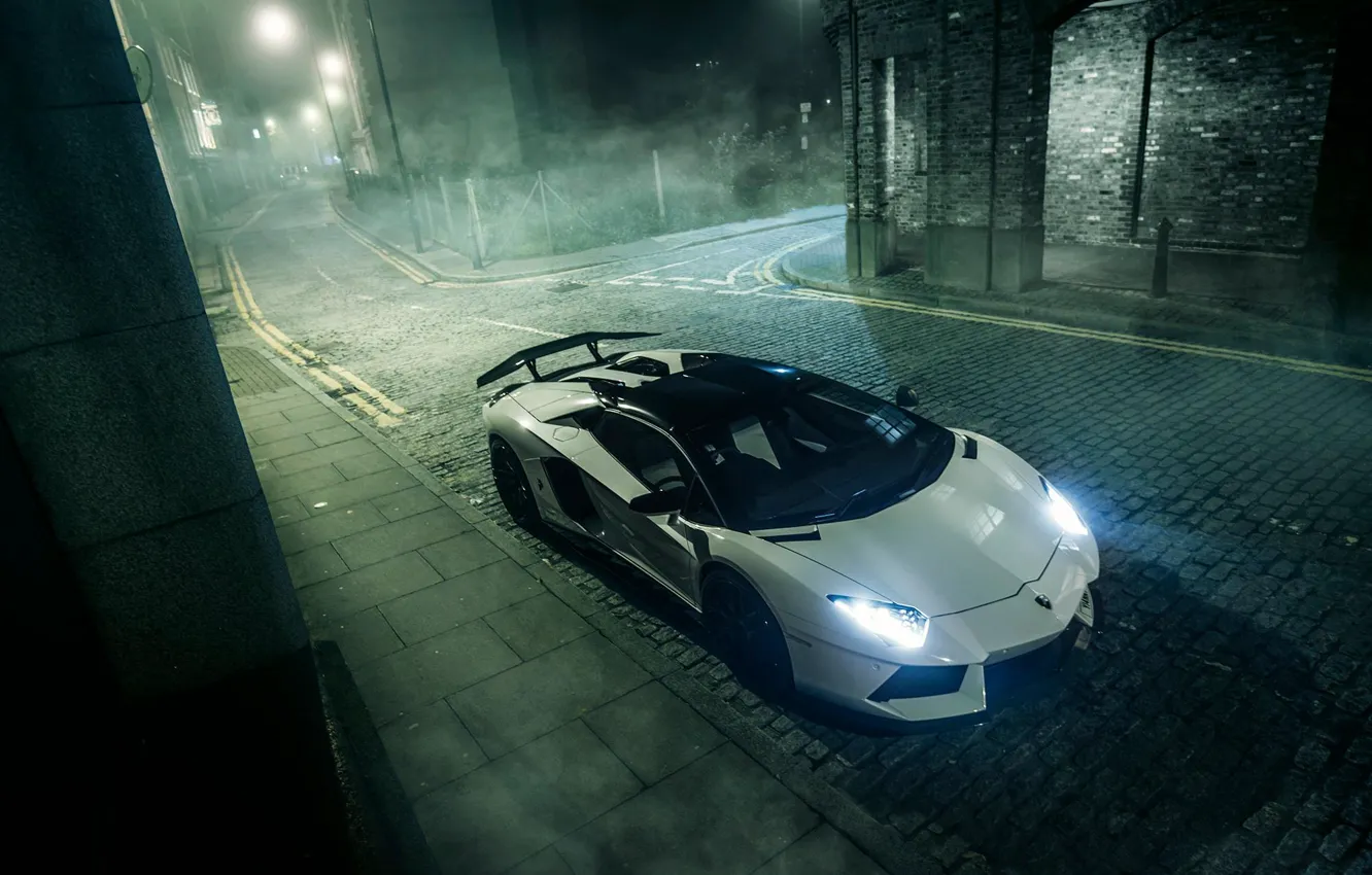 Фото обои Lamborghini, night, Aventador, mist, GFWilliams Photographer