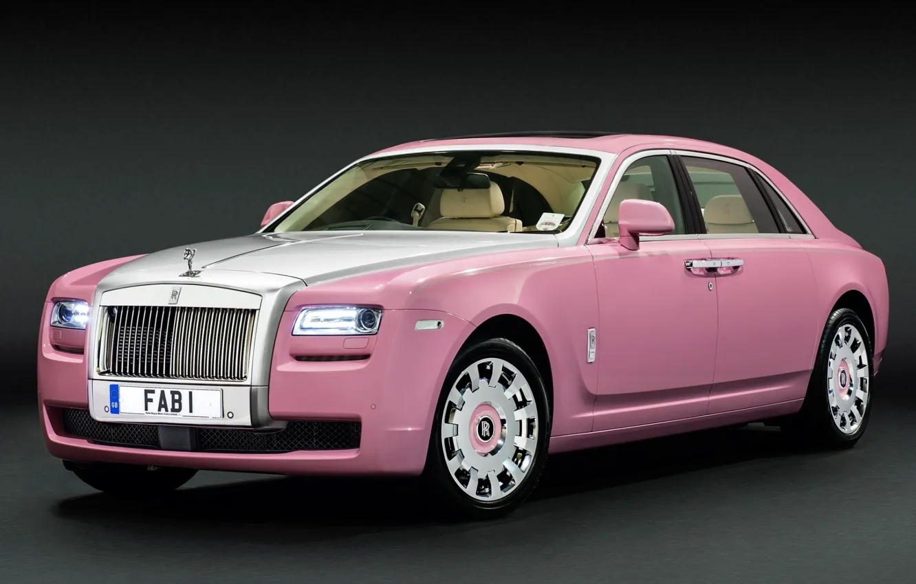 Фото обои розовый, Rolls-Royce, Ghost, передок, Роллс-Ройс, Гост, Extended, Wheelbase