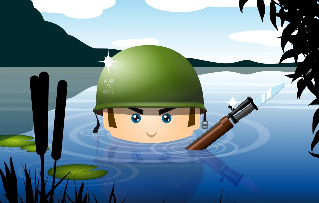 Фото обои вода, оружие, армия, солдат