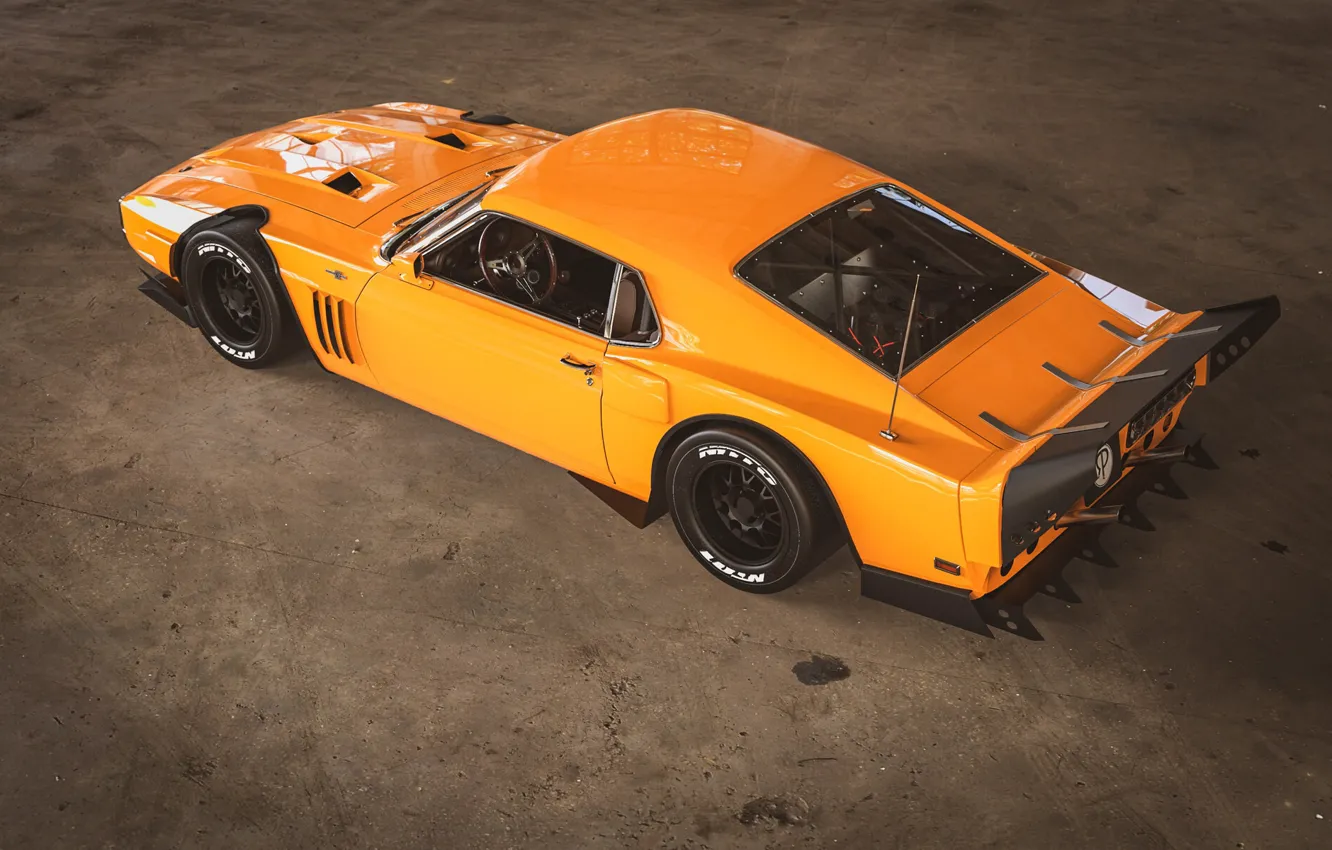 Фото обои Ford, Shelby, GT500, Желтый, Ретро, Машина, Оранжевый, 1969